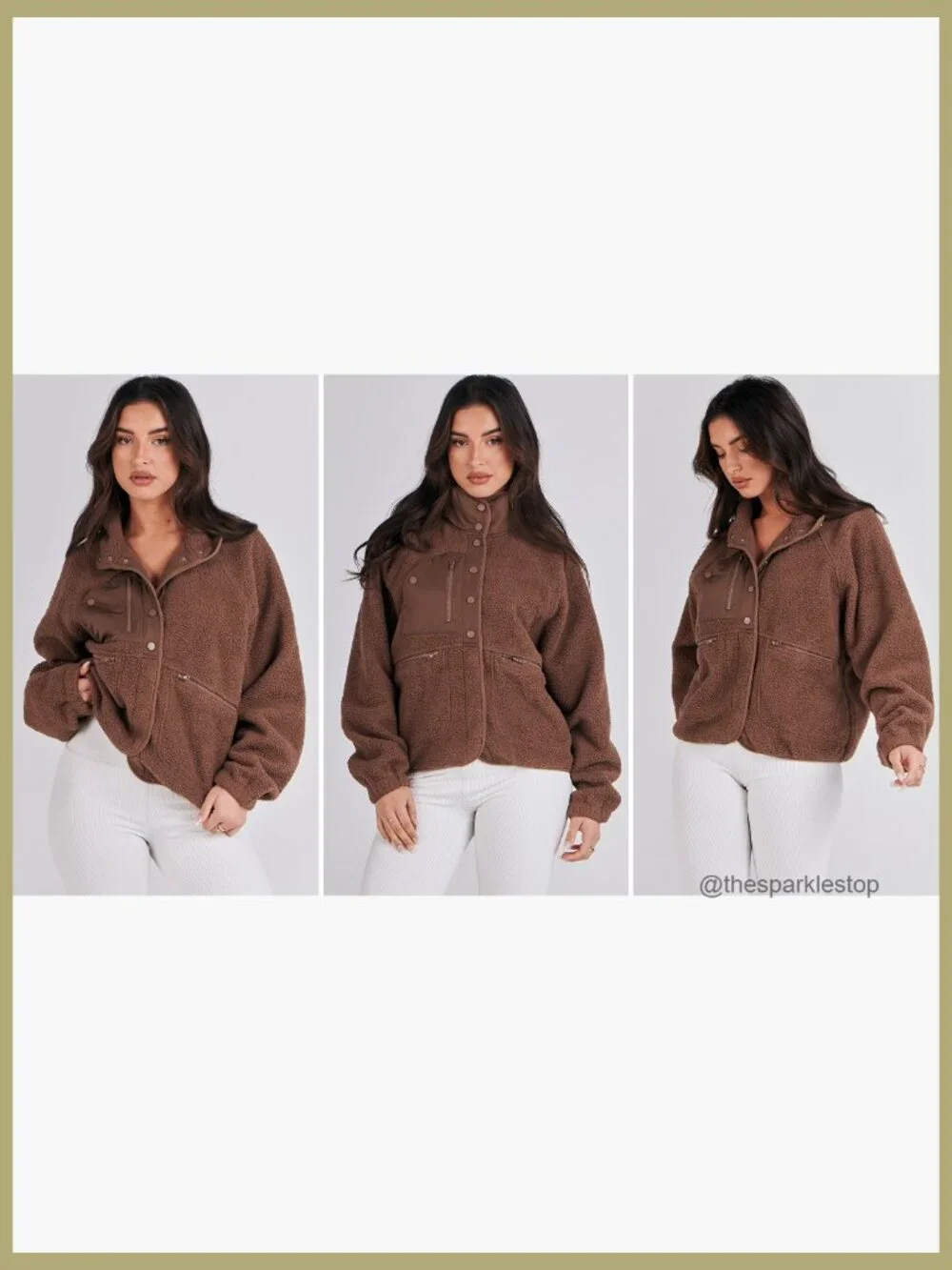 Fuzzy Fleece Cropped Sherpa Jacket with Pockets - Picture 7 of 7